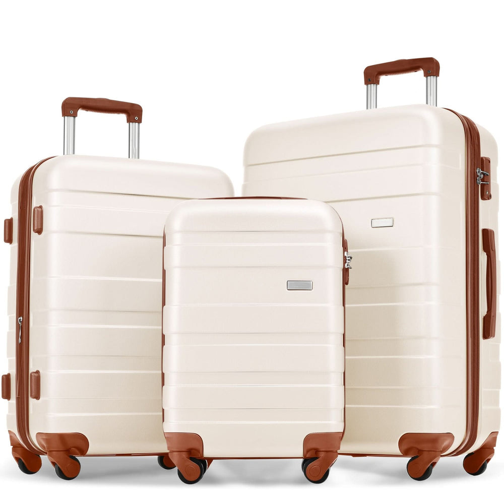 ABS Luggage Set Lightweight Hardside 3 Piece & Spinner Wheels & TSA Lock System Media 1