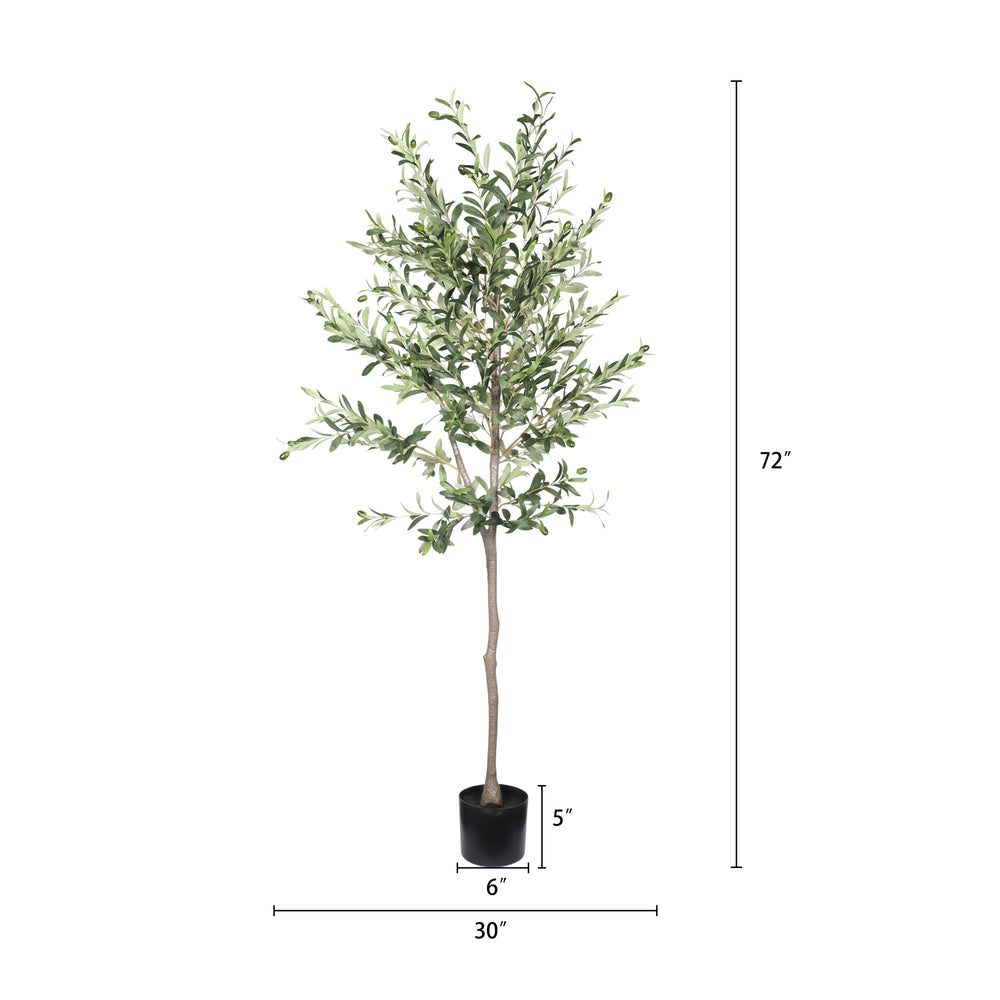 6FT Artificial Olive Tree in Black Plastic Pot, 1pc/set Media 7