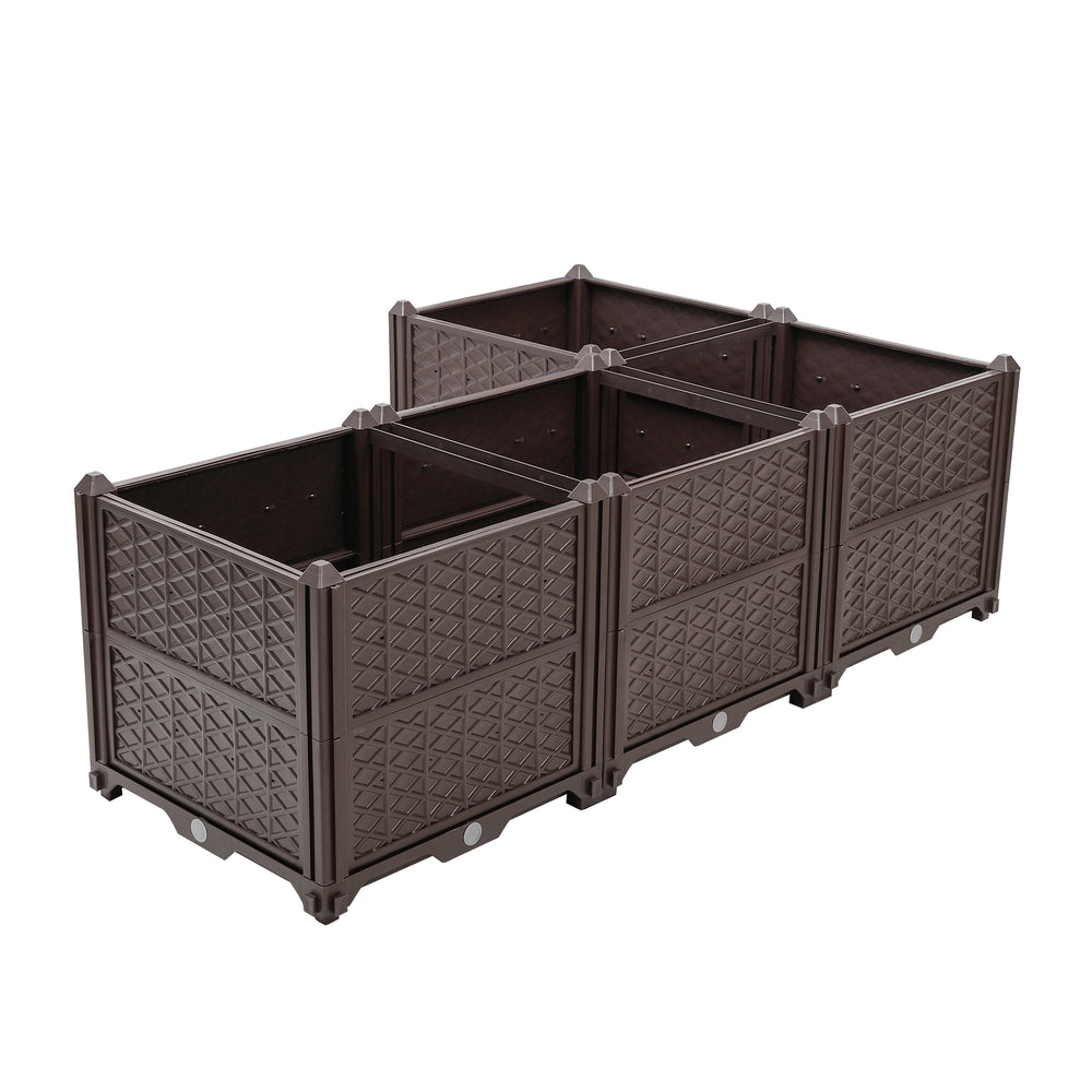 Indoor/Outdoor Rectangular Plastic Planting Box Kit for Vegetables, Herbs, Flowers & Succulents, Coffee, Polypropylene, 62.80 Inches Media 7