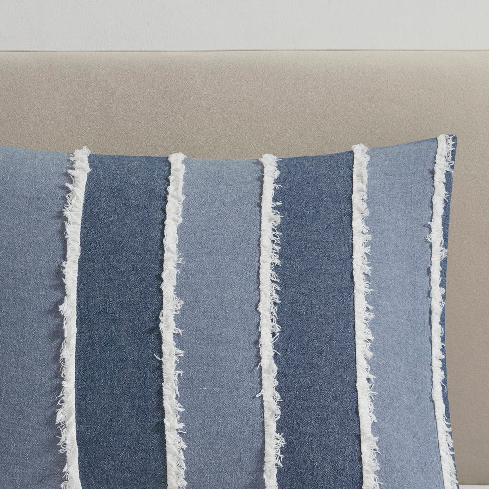 3 Pieces King/Cal King Striped Cotton Comforter Set,Blue Media 20