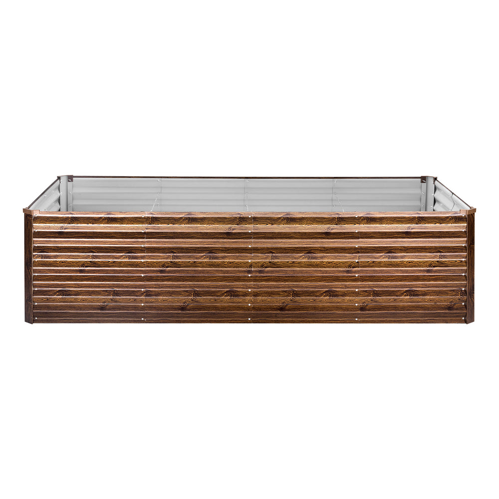 Galvanized Raised Garden Bed, 8 x 4 x 2 ft, Rectangular Metal Planter Box Kit Outdoor, Bottomless Elevated Planting Box with Gloves, Alu-Zinc, for Growing Flowers Vegetables, Deep Wood Grain Media 1