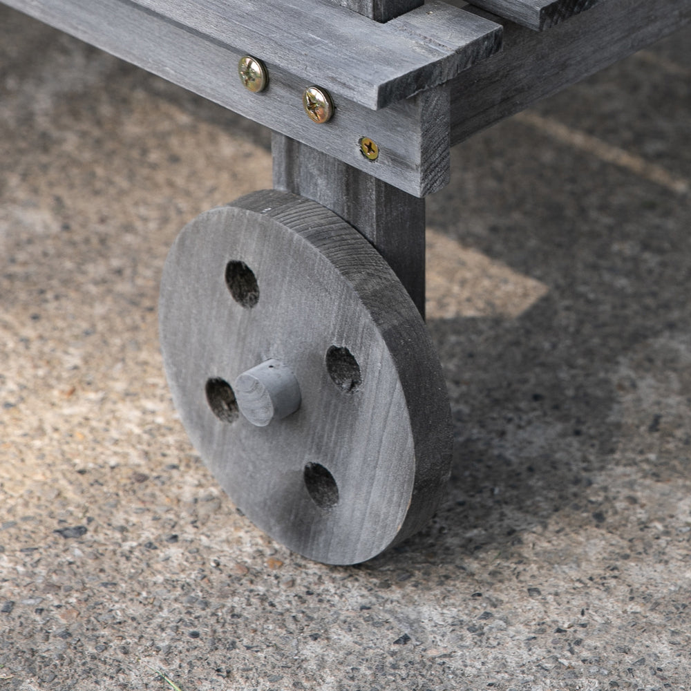Outsunny 36'' Wooden Potting Bench Work Table with 2 Removable Wheels, Sink, Drawer & Large Storage Spaces, Gray Media 8