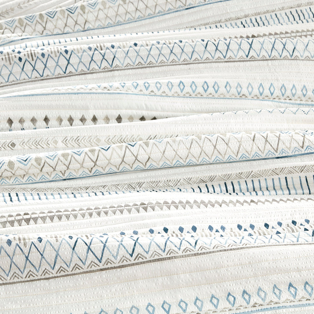3 Piece   Seersucker Quilt Set Taupe/Blue King/Cal King Media 11