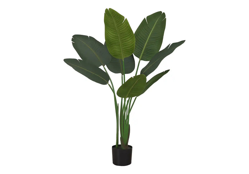 Artificial Plant, 44' Tall, Bird Of Paradise Tree, Indoor, Faux, Fake, Floor, Greenery, Potted, Decorative, Green Leaves, Black Pot