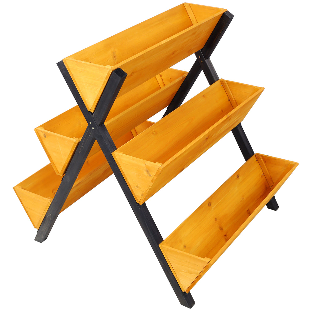 3 Tiers Wooden Vertical Raised Garden Bed with Legs,Brown Planter Raised Beds Kit for Flowers Herbs Vegetables Media 2