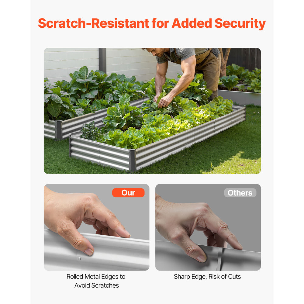 Metal Raised Garden Bed, 12 x 4 x 1 ft Outdoor Galvalume Planter Garden Box, Open Bottom Design, Large Planter Raised Bed for Growing Vegetables, Flowers, and Succulents, Galvanized Color Media 4