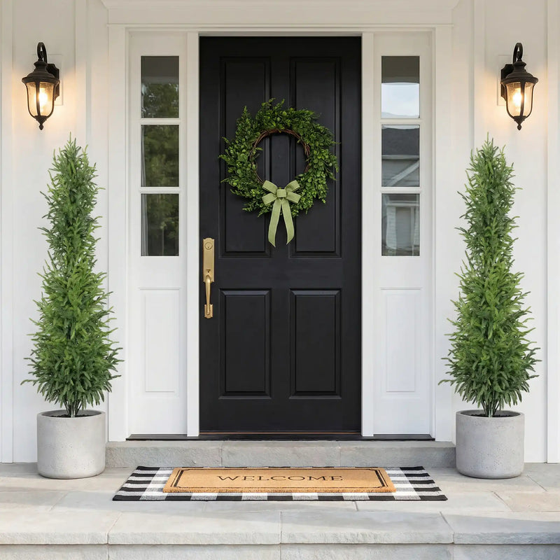 5' Artificial Real Touch Pine Tree in Black Plastic Pot, 2pc/set