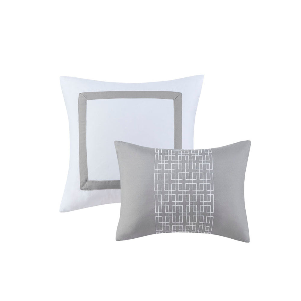 8 Piece Embroidered Comforter Set White Queen Media 12