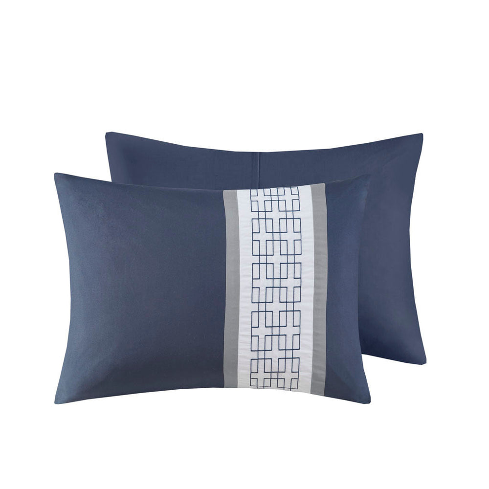 8 Piece Embroidered Comforter Set Navy King Media 15