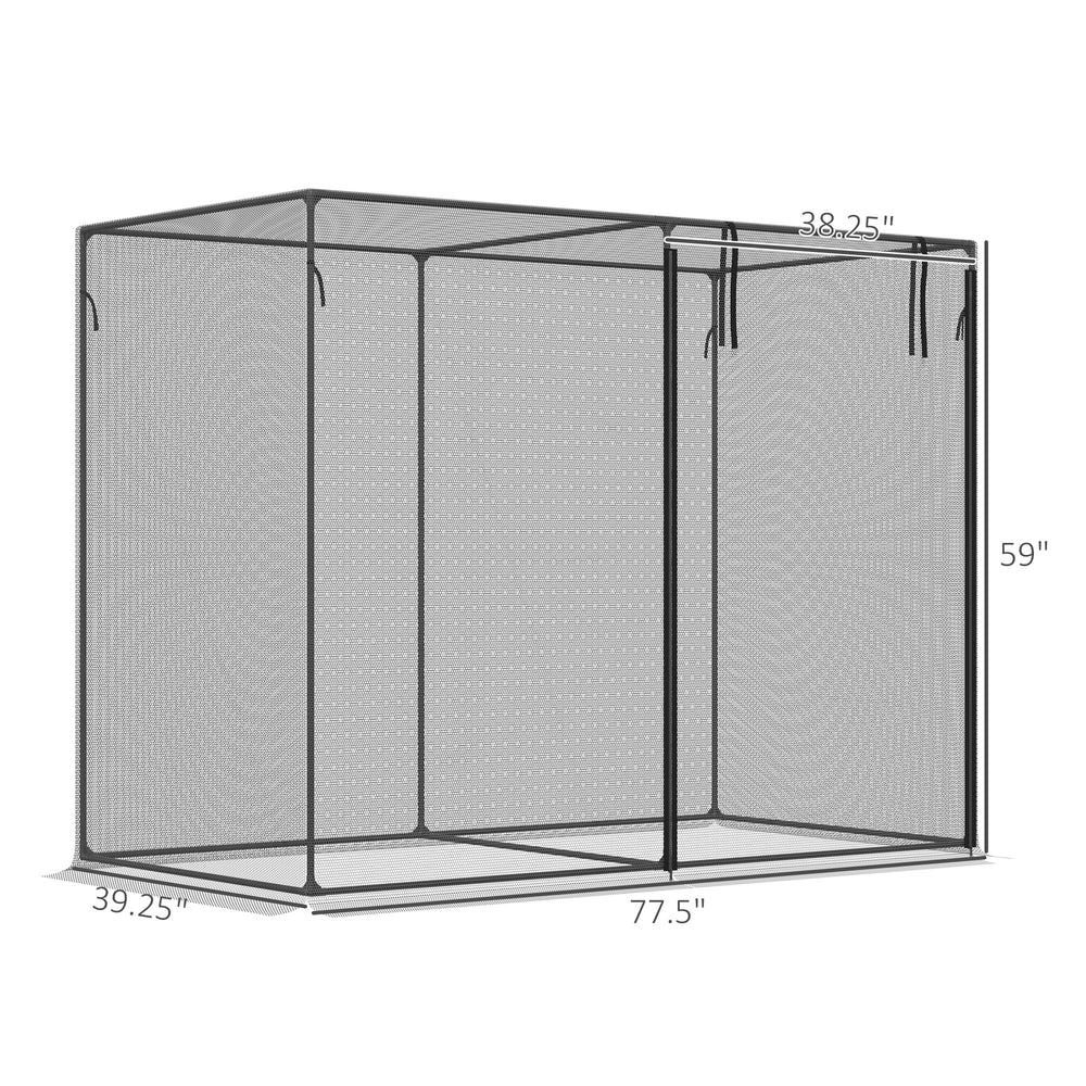 Outsunny 6' x 3' Crop Cage, Plant Protection Tent with Zippered Doors for Vegetable Garden, Backyard, Black Media 3