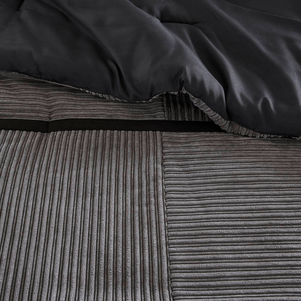 7 Piece Micro Corduroy Comforter Set Grey King Media 4