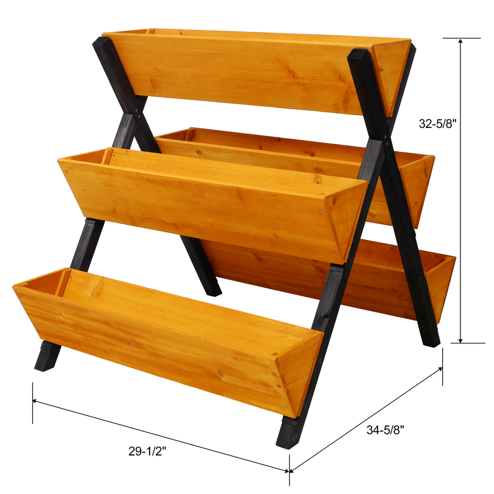 3 Tiers Wooden Vertical Raised Garden Bed with Legs,Brown Planter Raised Beds Kit for Flowers Herbs Vegetables Media 10