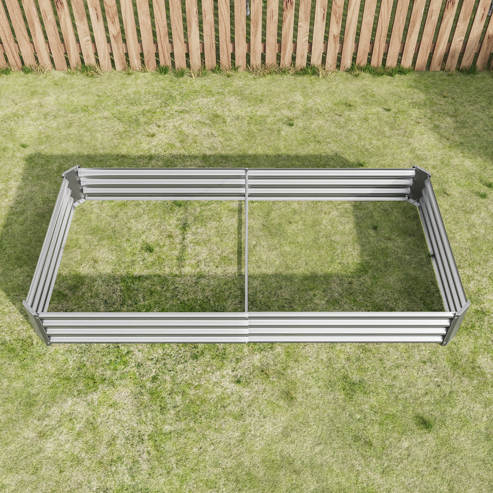 Raised Garden Bed Kit - Metal Raised Bed Garden 7.6x3.7x0.98ft for Flower Planters, Vegetables Herb Silver Media 7