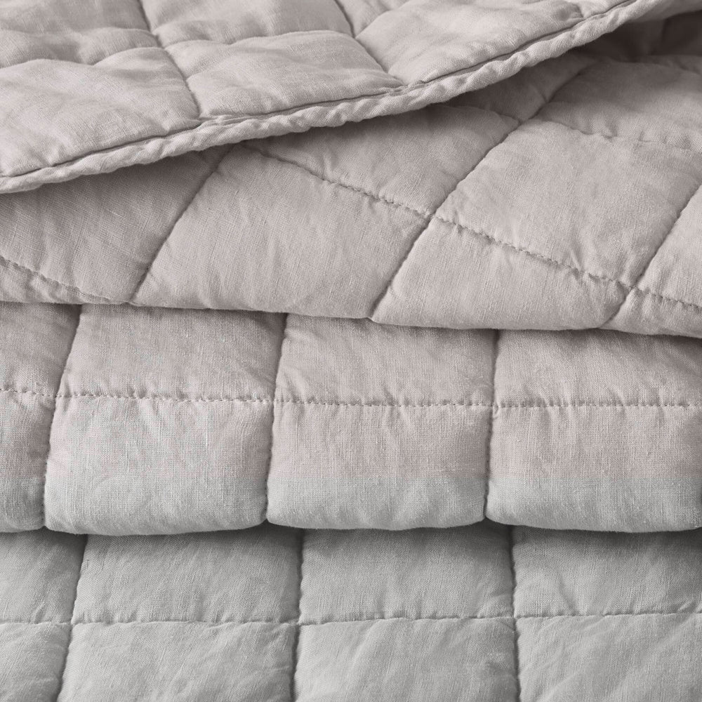 3-Piece Full/Queen Linen Garment Washed Quilt Set,Gray Media 2