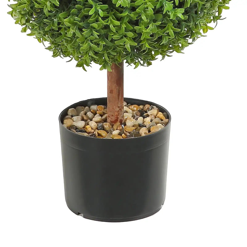2x Artificial Boxwood Ball Ø40,6cm Garden Deco Boxwood in Flowerpot Ball Artificial Boxwood Ball Artificial Plant made of PE, Wood, PP incl. 4 pcs. Decorative butterflies and 10 pcs. Replacement