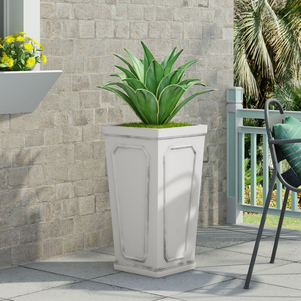 16'' x 30.5'' Outdoor MGO Planter with Antique White Finish Media 4