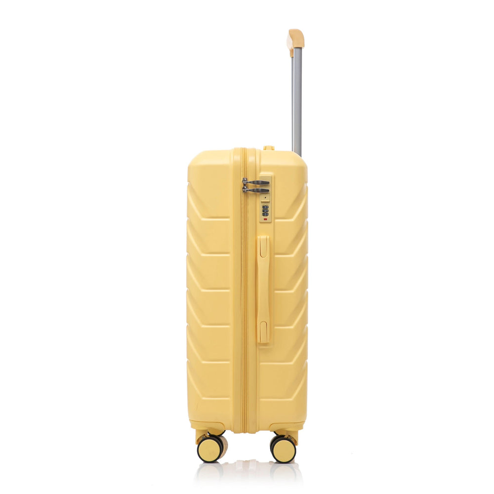 ABS Luggage Set Spinner Wheel 3-Piece Yellow Waterproof Travel Case 20 24 28 Inch Media 26