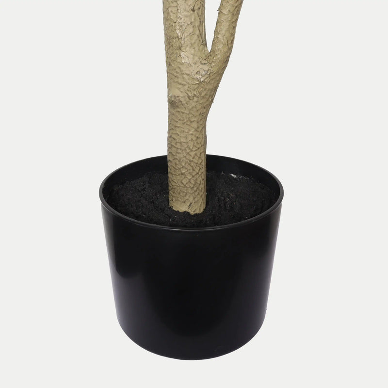 6FT Real Touch Fake Fiddle Leaf Fig Tree in Black Plastic Pot with Green Fabric Leaves, Indoor Decor for Home Office Living Room Corner