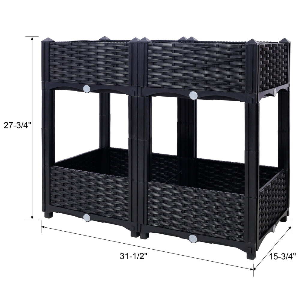 Planter Raised Beds - Elevated Planter Garden Box with Drainage Plug Raised Garden Beds for Vegetable/Flower/Herb Outdoor Standing Planter Beds Gardening Kit,Black,31.5'x15.7'x27.7' Media 11