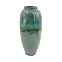 Decorative Ceramic Vase With Blue And Green Reactive Glaze perspective