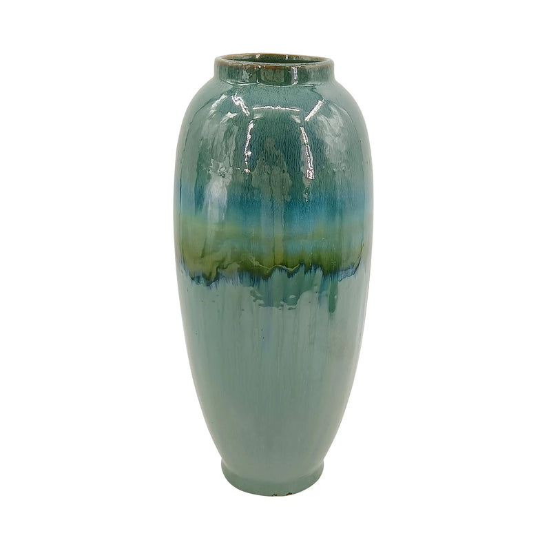 Decorative Ceramic Vase With Blue And Green Reactive Glaze