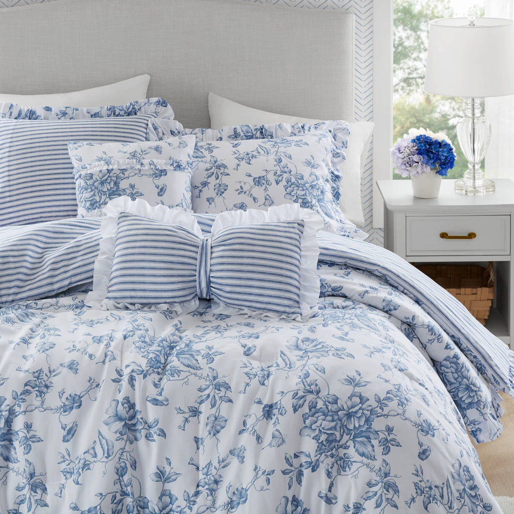 5 Pieces Full/Queen Comforter Set with Decorative Pillows,Blue Media 19