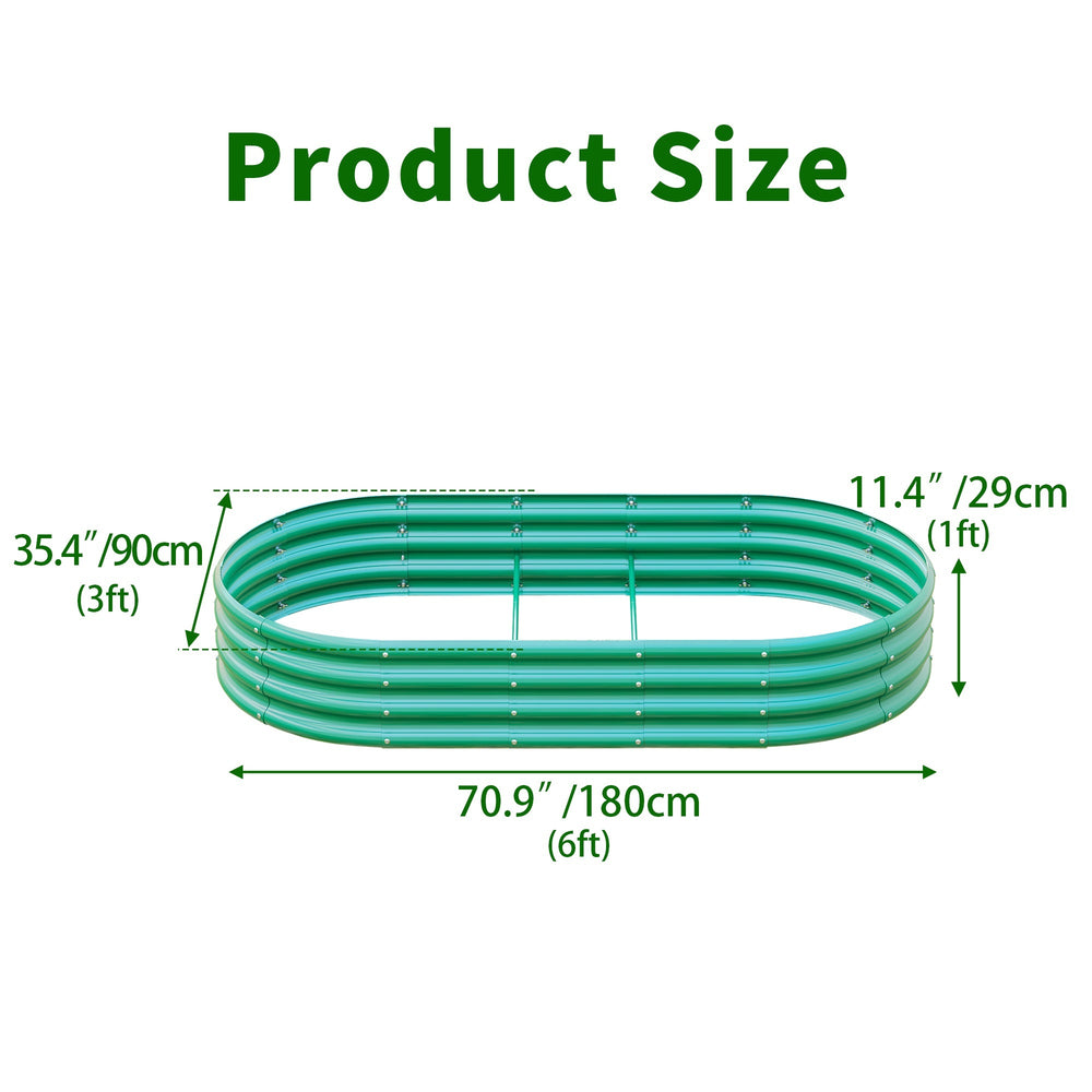 Galvanized Raised Garden Bed 6x3x1ft - Heavy Duty Metal Planter Box for Vegetables, Herbs & Flowers, Rust-Proof Outdoor Garden Bed with Large Capacity, Green, 1PCS Media 2