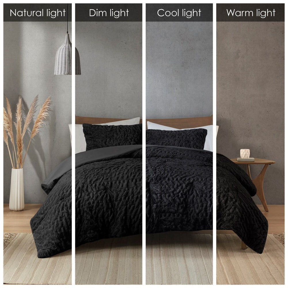 King/Cal King Ruched Fur Down Alternative Comforter Set Media 6