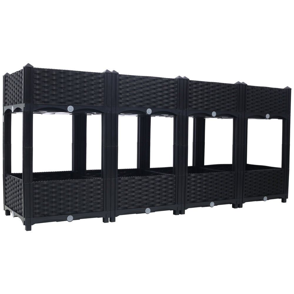 Planter Raised Beds - Elevated Planter Garden Box with Drainage Plug Raised Garden Beds for Vegetable/Flower/Herb Outdoor Standing Planter Beds Gardening Kit,Black,63'x15.7'x27.7' Media 4