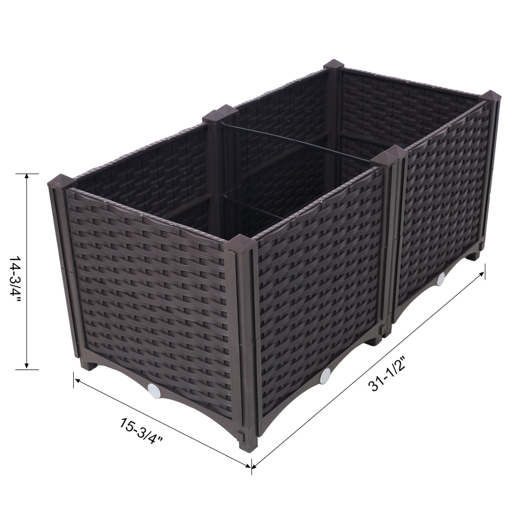 Deep Raised Garden Bed Plastic Planter Boxes for Vegetables Flowers Herbs and Succulents,Self-Watering Planter Box Raised Bed to Grow Flowers, Herbs & Vegetables, 31.5' L X 15.7' D X 14.7' H Media 9
