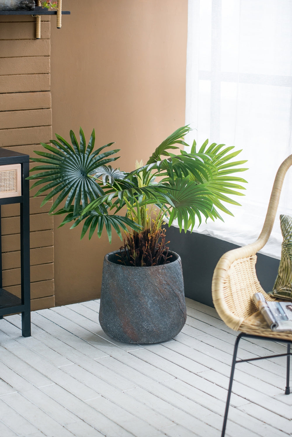 14.2x14.2x13.4' Cement Planter Large, Indoor Outdoor Garden Functional Decor Media 1