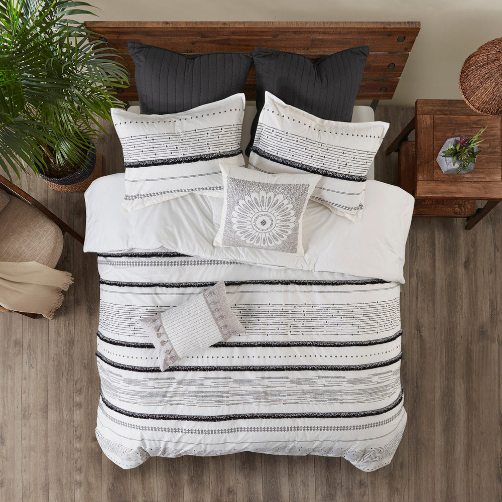 Full/Queen Cotton Printed Duvet Cover Set with Trims Media 8