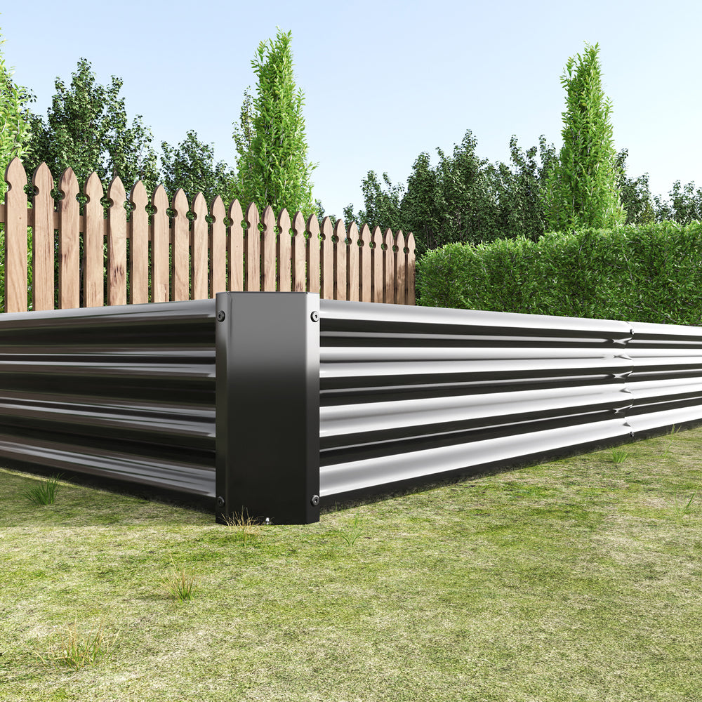 Raised Garden Bed Kit - Metal Raised Bed Garden 7.6x3.7x0.98ft for Flower Planters, Vegetables Herb Black Media 2