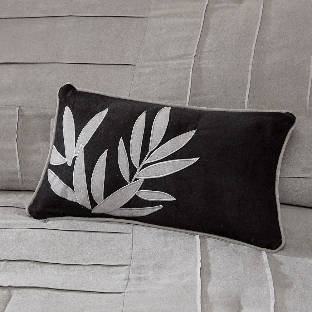 7 Piece Faux Suede Comforter Set Grey King Media 7