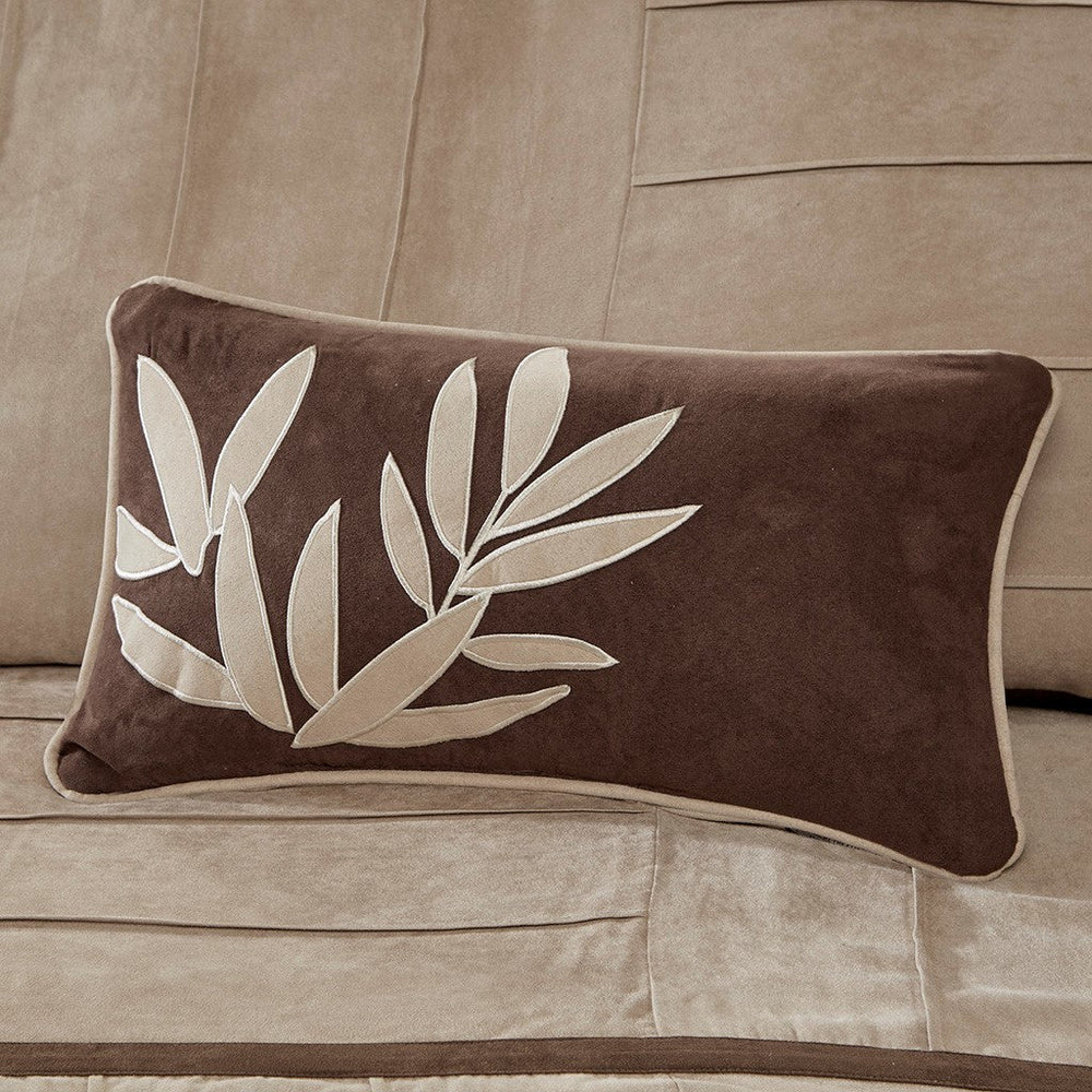7 Piece Faux Suede Comforter Set Beige Cal King Media 9