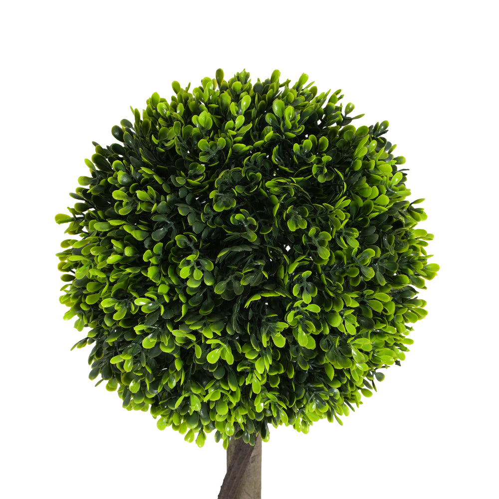 34' Artificial Topiary Boxwood Tree Double Ball with Black Plastic Pot, Set of 2 Media 8