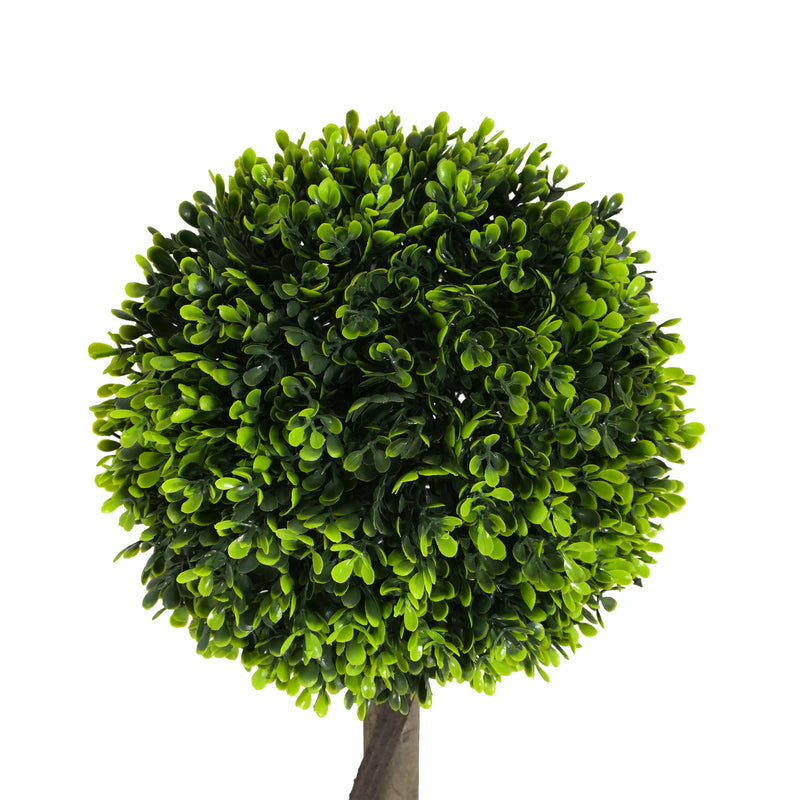 34' Artificial Topiary Boxwood Tree Double Ball with Black Plastic Pot, Set of 2