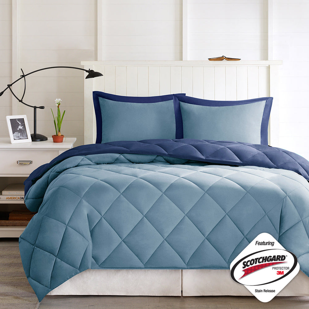 Full/Queen 3M Scotchgard Diamond Quilting Reversible Down Alternative Comforter Set Media 6