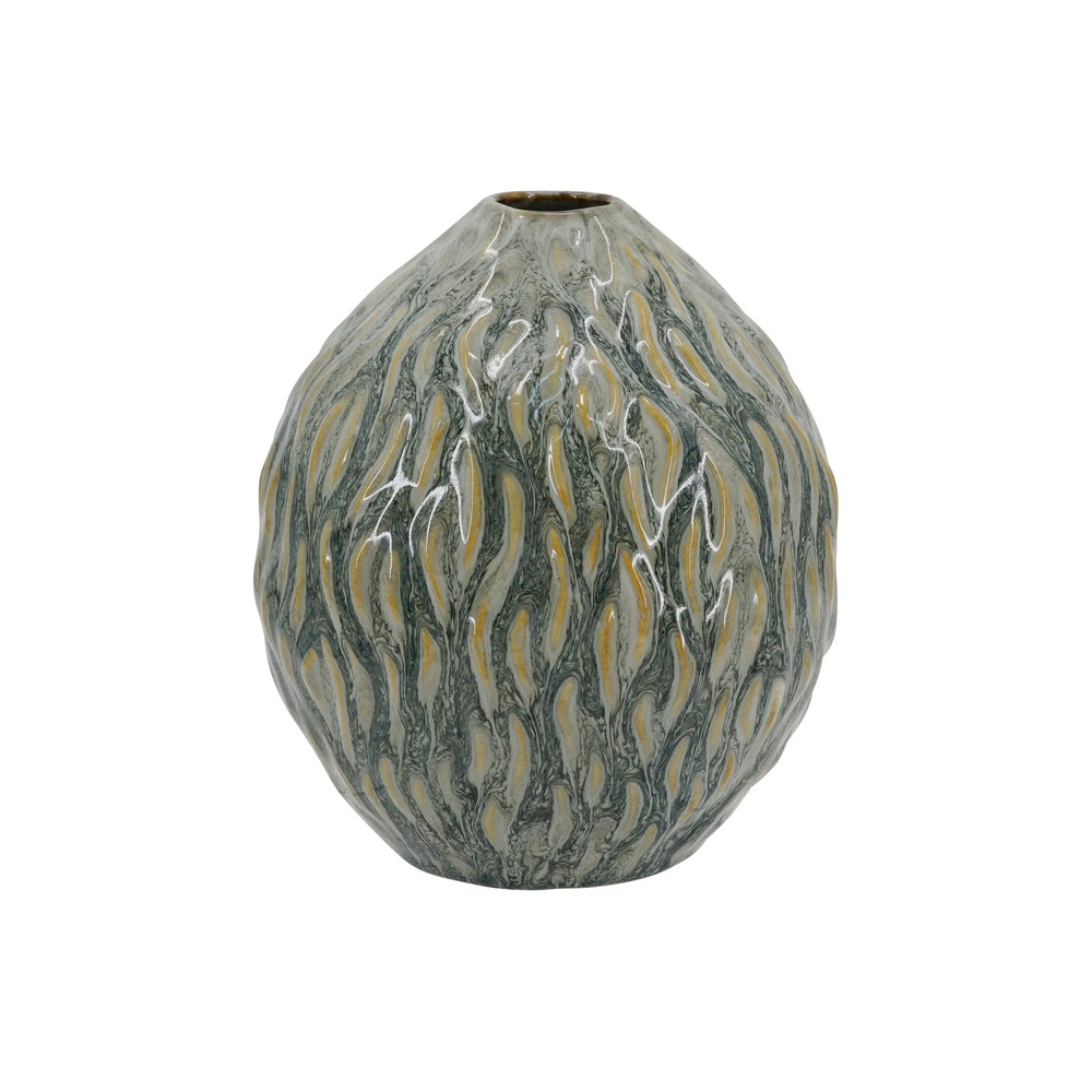 26929415 D8.5x9.8' Marbled Ceramic Vase - Amber and Charcoal Gray Decorative Teardrop Urn     DTY Store Marbled Ceramic Vase - Decorative Teardrop Urn     DTY Store