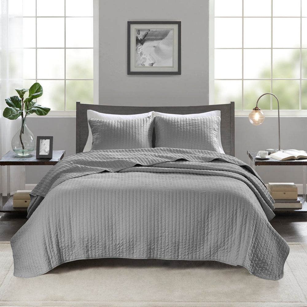 2 Piece Quilt Set Grey Twin/Twin XL Media 11