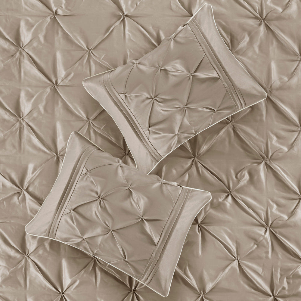 7 Piece Tufted Comforter Set Taupe Cal King Media 4