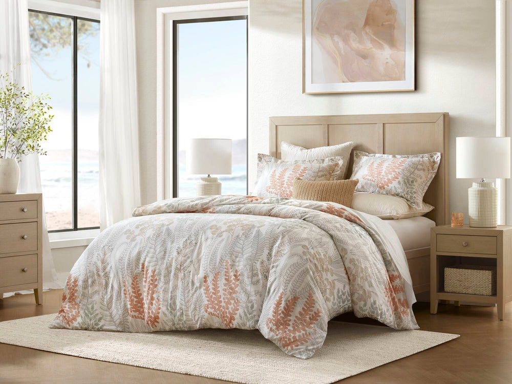 3-Piece Full/Queen 100% Cotton Sateen Duvet Cover Set,Terracotta/Linen Media 10
