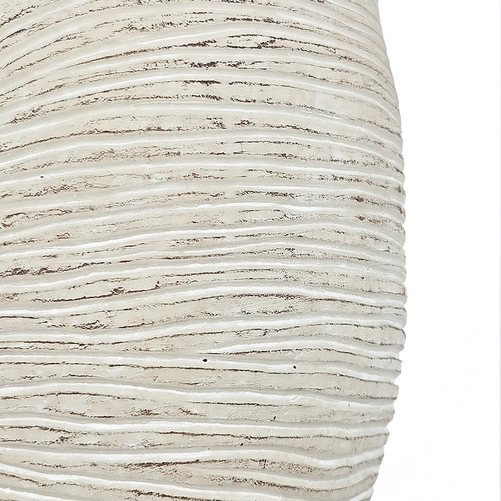 8.5x5.5x6.3' Sand and Cement Nautilus Shell Planter with Textured Beige Finish Media 8
