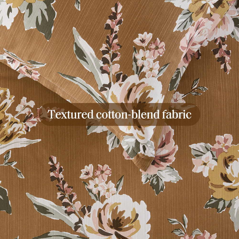 7-Piece Queen Vin  Floral Comforter Set, Terracotta Media 9