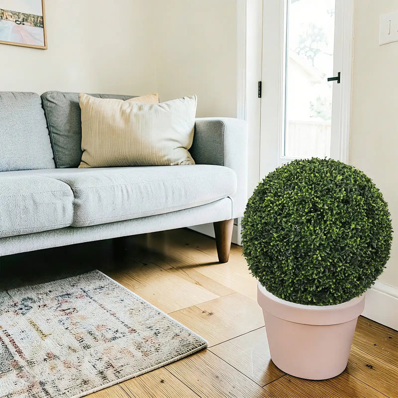 Artificial Boxwood Topiary Balls 18.5IN Green Outdoor Decorative Spheres for Garden Porch Patio Planter, 2pcs Set Plastic