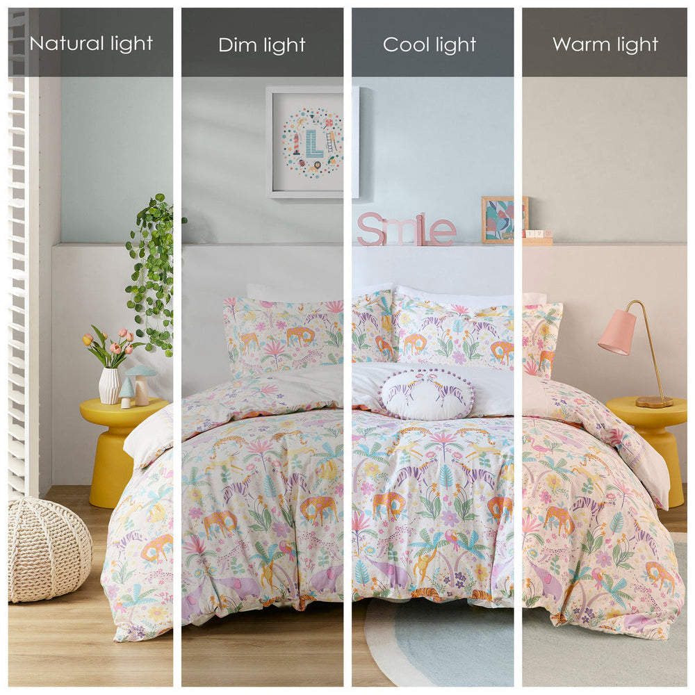 Full/Queen Floral Reversible Cotton Duvet Cover Set with Throw Pillow Media 14
