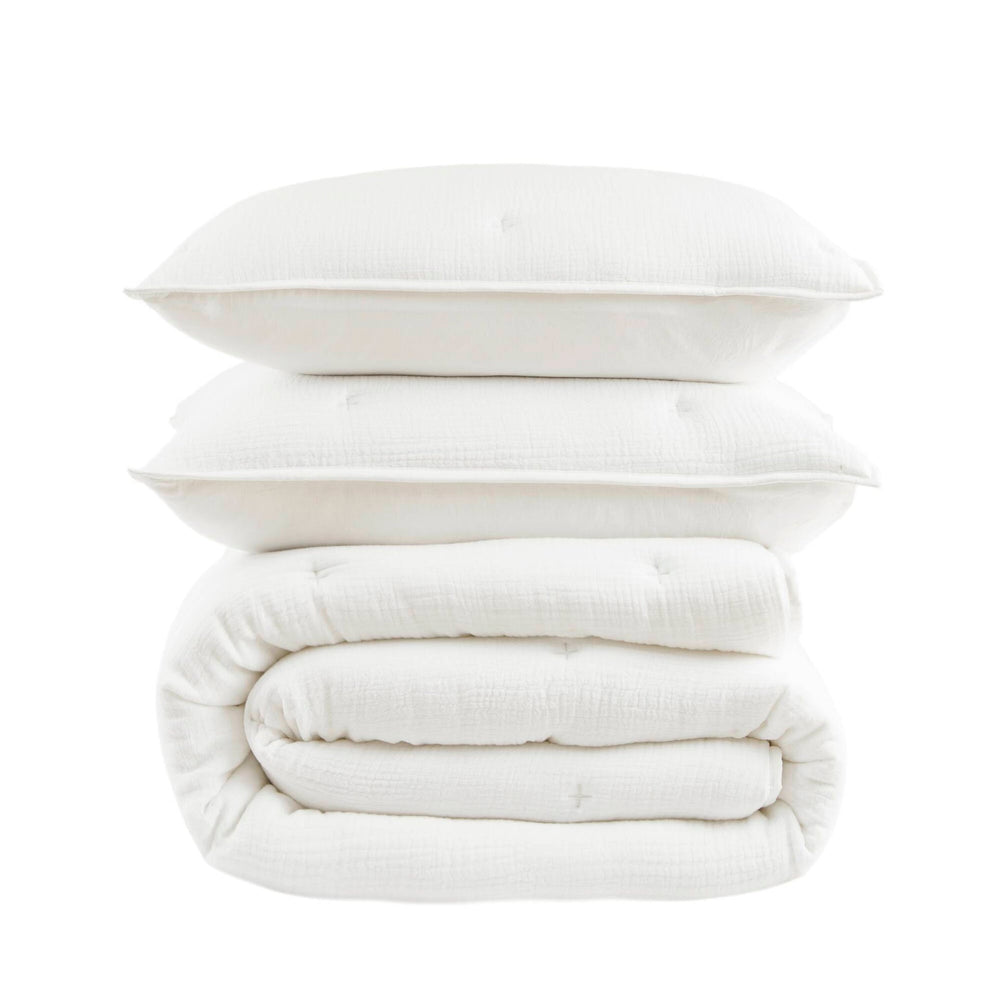 3-Piece Full/Queen Cotton  Embroidered Quilt Set,White Media 18