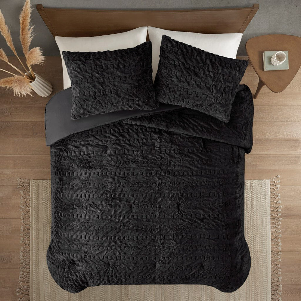 King/Cal King Ruched Fur Down Alternative Comforter Set Media 3