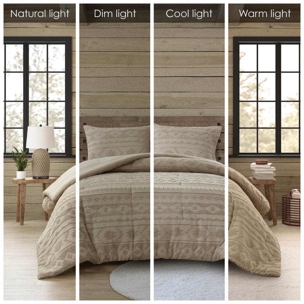 2 PCS Twin/Twin XL Chenille Oversized Comforter Set Tan Media 9