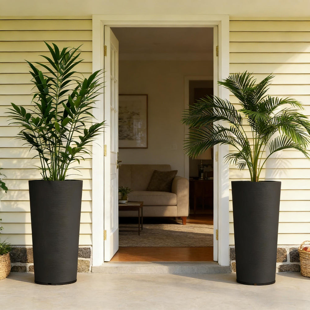 Set of 2 Flower Pots,Stackable Large Planters,High Planter Media 1